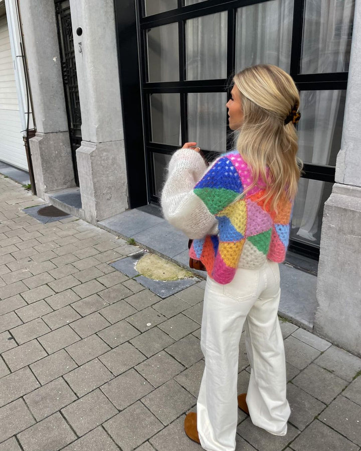 Stickad Kofta – Damkofta med öppen framsida i färgglada, grova stickningar-Eva Jonsson