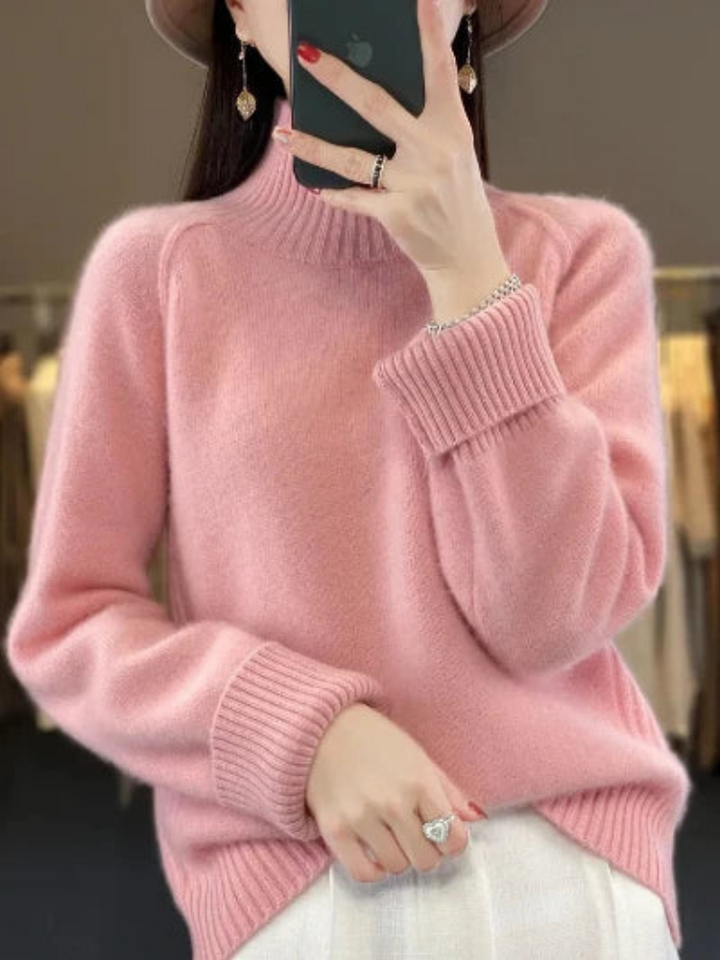 Stickad Tröja | Fluffig | Turtleneck | Stickad Tröja | Damstickat-Eva Jonsson