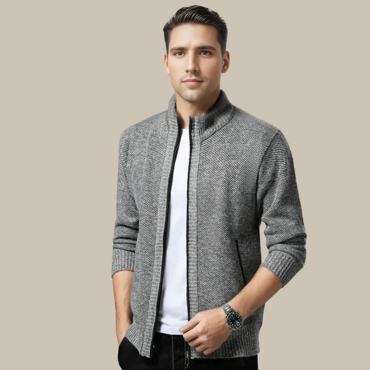 Stickad cardigan | Casual | Varm | Cardigan med dragkedja | Herrkläder-Eva Jonsson