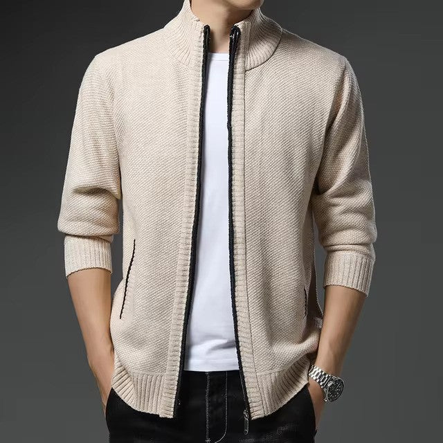 Stickad cardigan | Casual | Varm | Cardigan med dragkedja | Herrkläder-Eva Jonsson