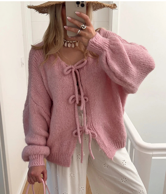 Stickad kofta | Oversized | Chunky | Knytbluskofta | Damstickat-Eva Jonsson