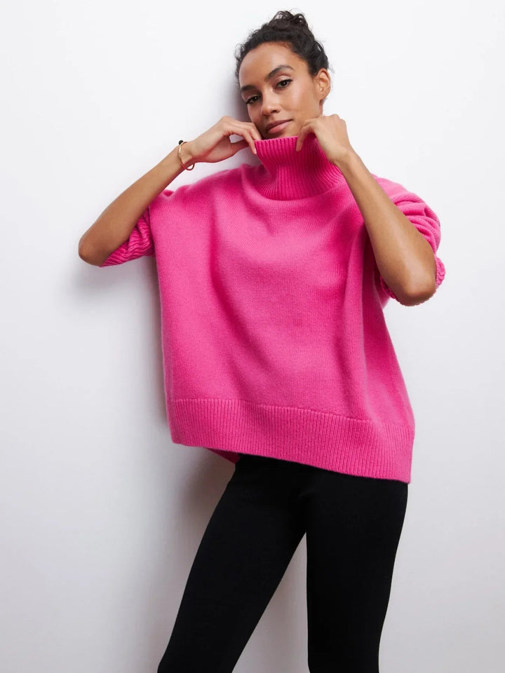 Stickad sköldpaddshals - Oversized - Loose Fit - Sköldpaddshalsad tröja - Damtröjor-Eva Jonsson
