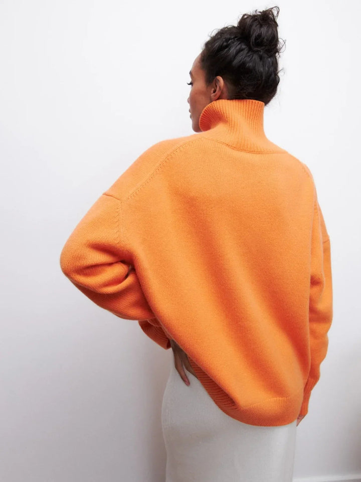 Stickad sköldpaddshals - Oversized - Loose Fit - Sköldpaddshalsad tröja - Damtröjor-Eva Jonsson