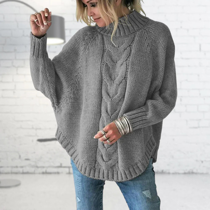 Stickad tröja | Batwing | Loose Fit | Kabelstickad tröja | Damstickat-Eva Jonsson