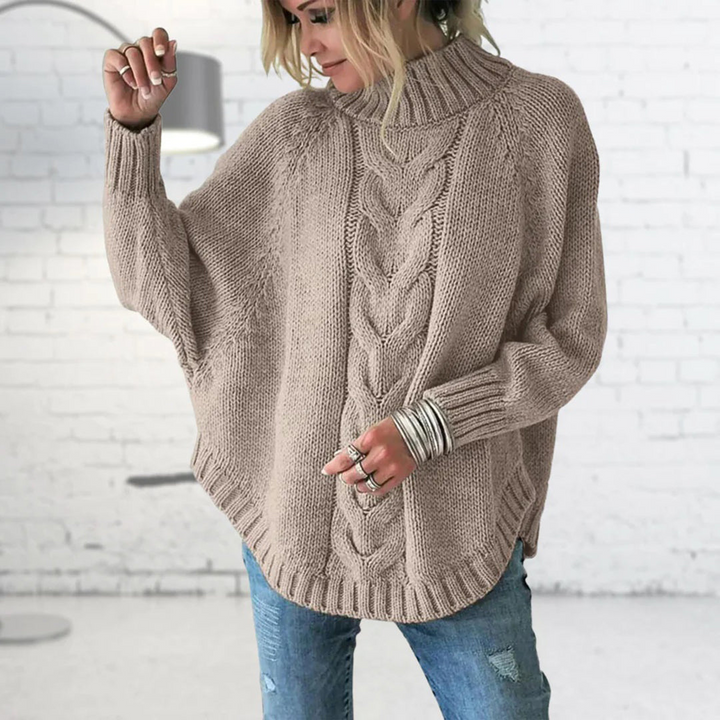 Stickad tröja | Batwing | Loose Fit | Kabelstickad tröja | Damstickat-Eva Jonsson