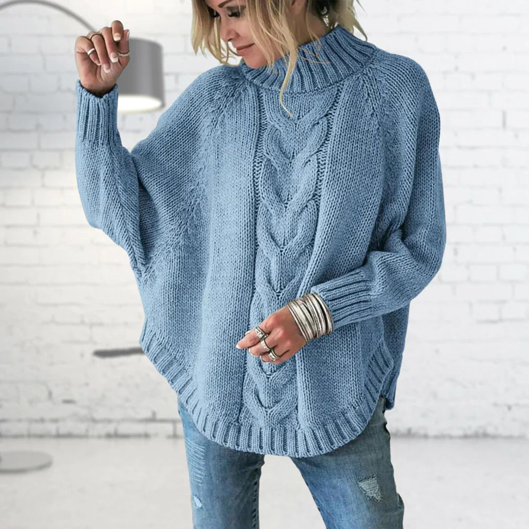 Stickad tröja | Batwing | Loose Fit | Kabelstickad tröja | Damstickat-Eva Jonsson
