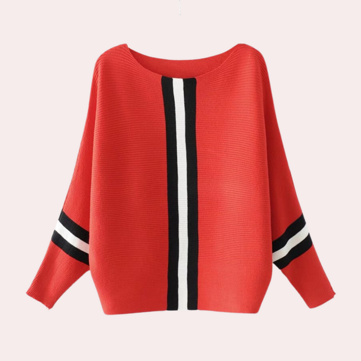 Stickad tröja - Boat Neck - Loose Fit - Vinterkläder - Damtröja-Eva Jonsson