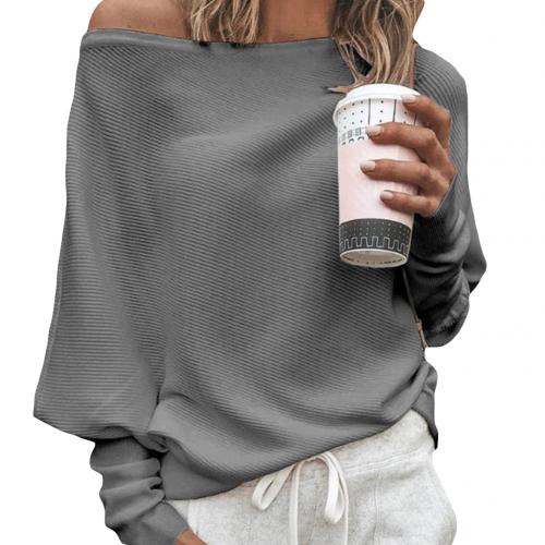 Stickad tröja | Fladdermusärm | Lös passform | Off-Shoulder tröja | Damkläder-Eva Jonsson