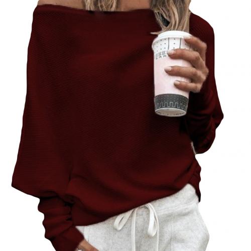 Stickad tröja | Fladdermusärm | Lös passform | Off-Shoulder tröja | Damkläder-Eva Jonsson
