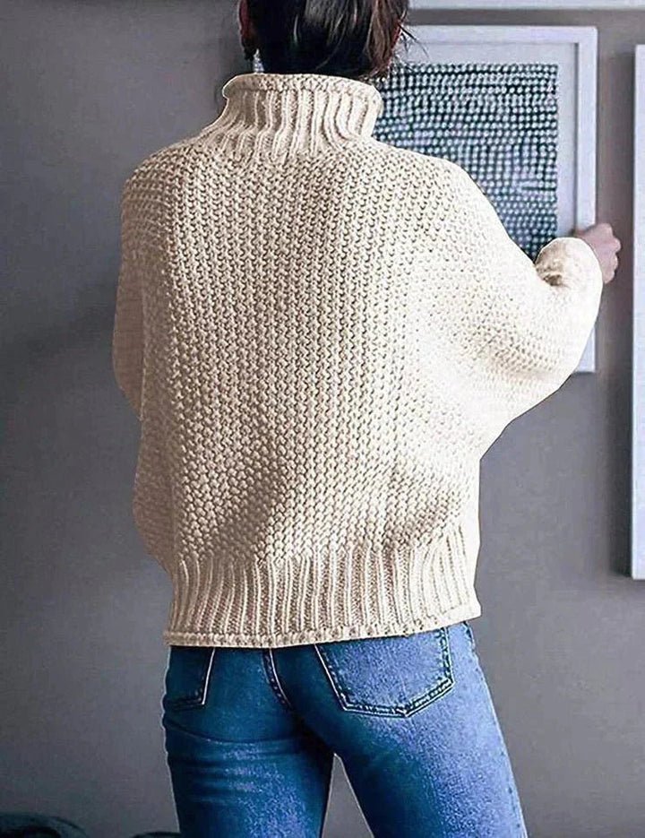 Stickad tröja - Hög hals - Oversized - Turtleneck - Vinterkläder för kvinnor-Eva Jonsson