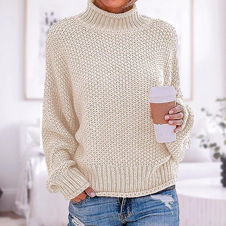Stickad tröja - Hög hals - Oversized - Turtleneck - Vinterkläder för kvinnor-Eva Jonsson