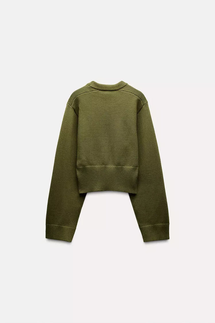 Stickad tröja - Loose Fit - Grön - Pullover - Damkläder-Eva Jonsson