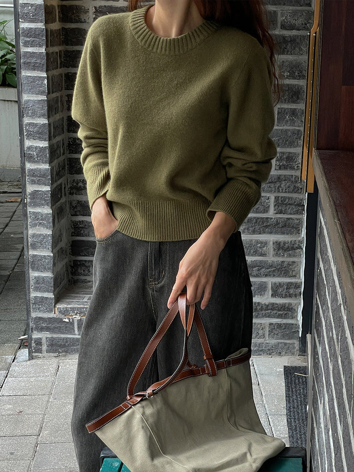 Stickad tröja - Loose Fit - Grön - Pullover - Damkläder-Eva Jonsson