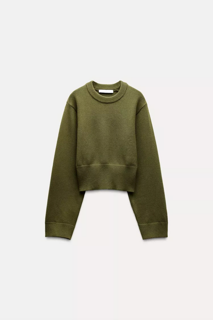 Stickad tröja - Loose Fit - Grön - Pullover - Damkläder-Eva Jonsson