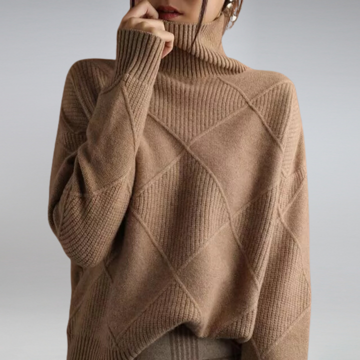 Stickad tröja | Loose Fit | Kashmir | Turtleneck | Damtröja-Eva Jonsson
