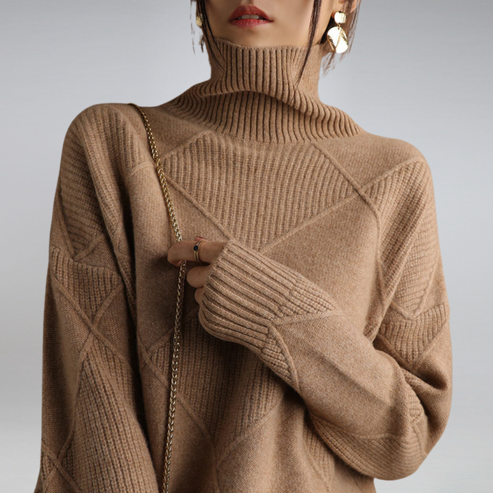 Stickad tröja | Loose Fit | Kashmir | Turtleneck | Damtröja-Eva Jonsson