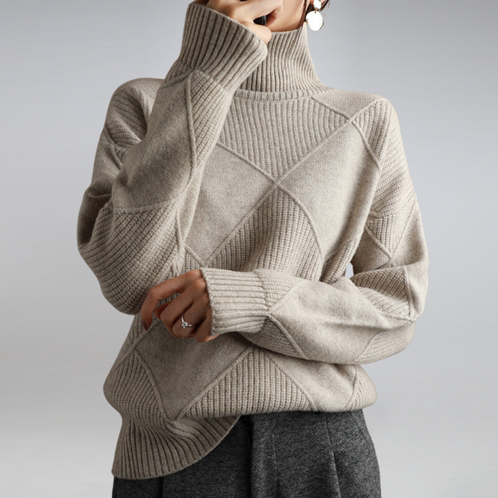 Stickad tröja | Loose Fit | Kashmir | Turtleneck | Damtröja-Eva Jonsson
