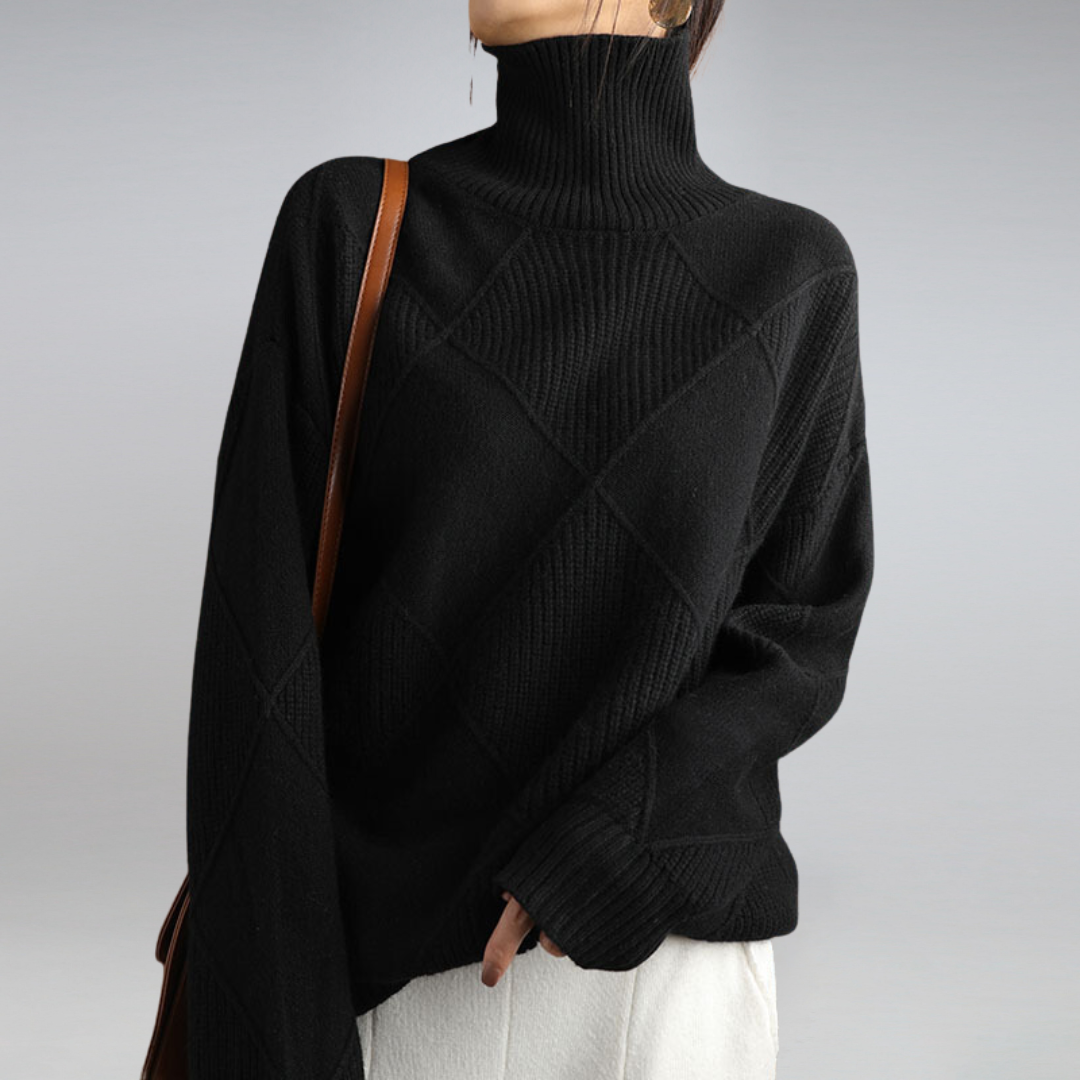Stickad tröja | Loose Fit | Kashmir | Turtleneck | Damtröja-Eva Jonsson