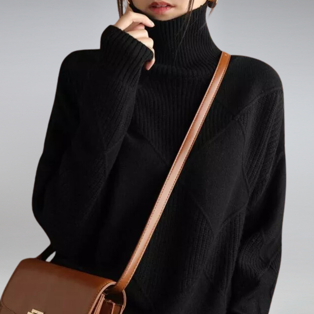 Stickad tröja | Loose Fit | Kashmir | Turtleneck | Damtröja-Eva Jonsson