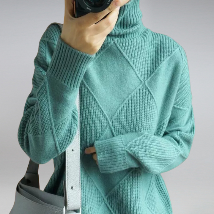 Stickad tröja | Loose Fit | Kashmir | Turtleneck | Damtröja-Eva Jonsson