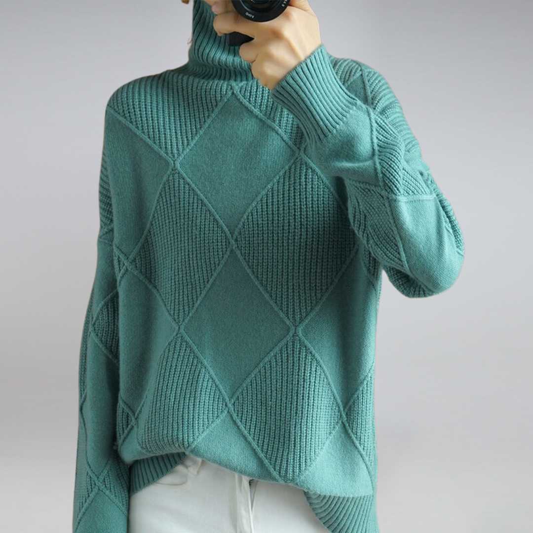 Stickad tröja | Loose Fit | Kashmir | Turtleneck | Damtröja-Eva Jonsson
