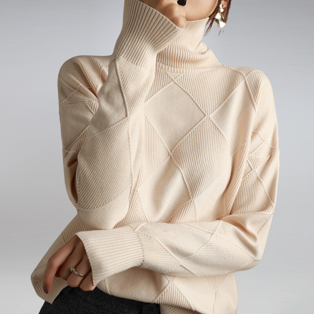 Stickad tröja | Loose Fit | Kashmir | Turtleneck | Damtröja-Eva Jonsson