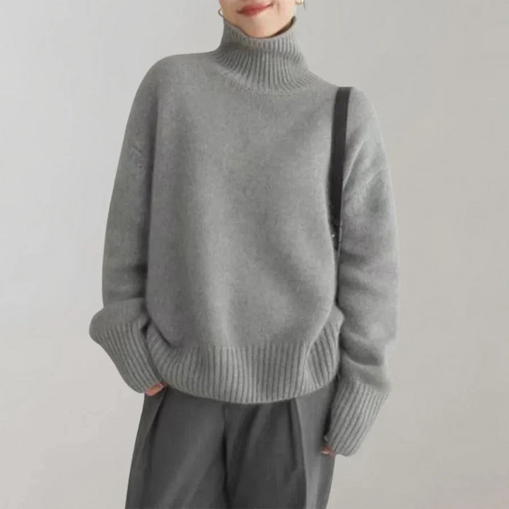 Stickad tröja | Loose Fit | Turtleneck | Oversized tröja | Vinterkläder för kvinnor-Eva Jonsson