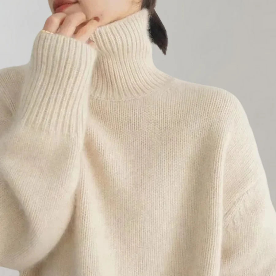 Stickad tröja | Loose Fit | Turtleneck | Oversized tröja | Vinterkläder för kvinnor-Eva Jonsson