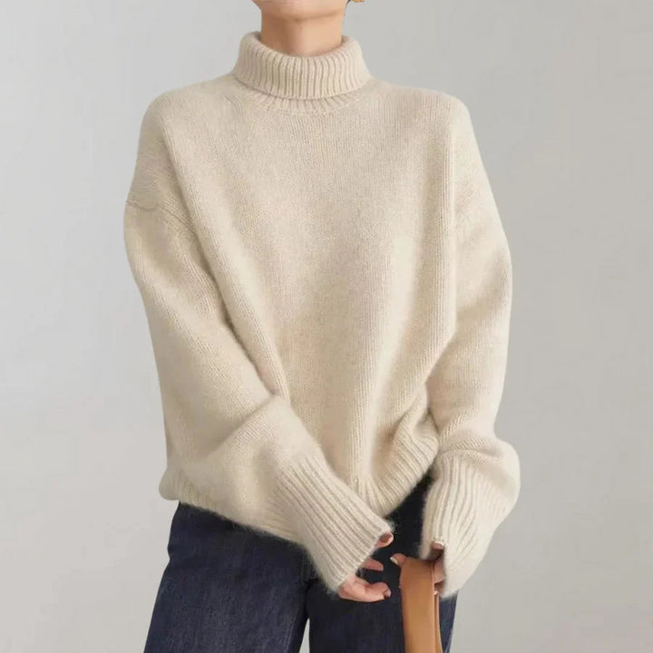 Stickad tröja | Loose Fit | Turtleneck | Oversized tröja | Vinterkläder för kvinnor-Eva Jonsson