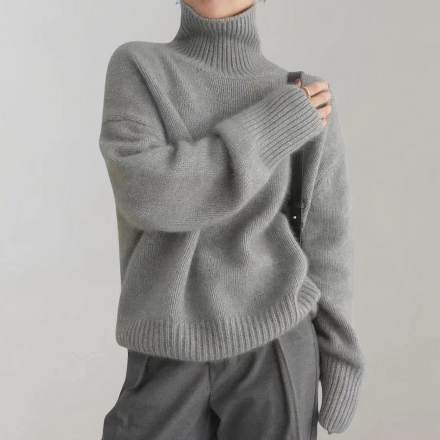 Stickad tröja | Loose Fit | Turtleneck | Oversized tröja | Vinterkläder för kvinnor-Eva Jonsson