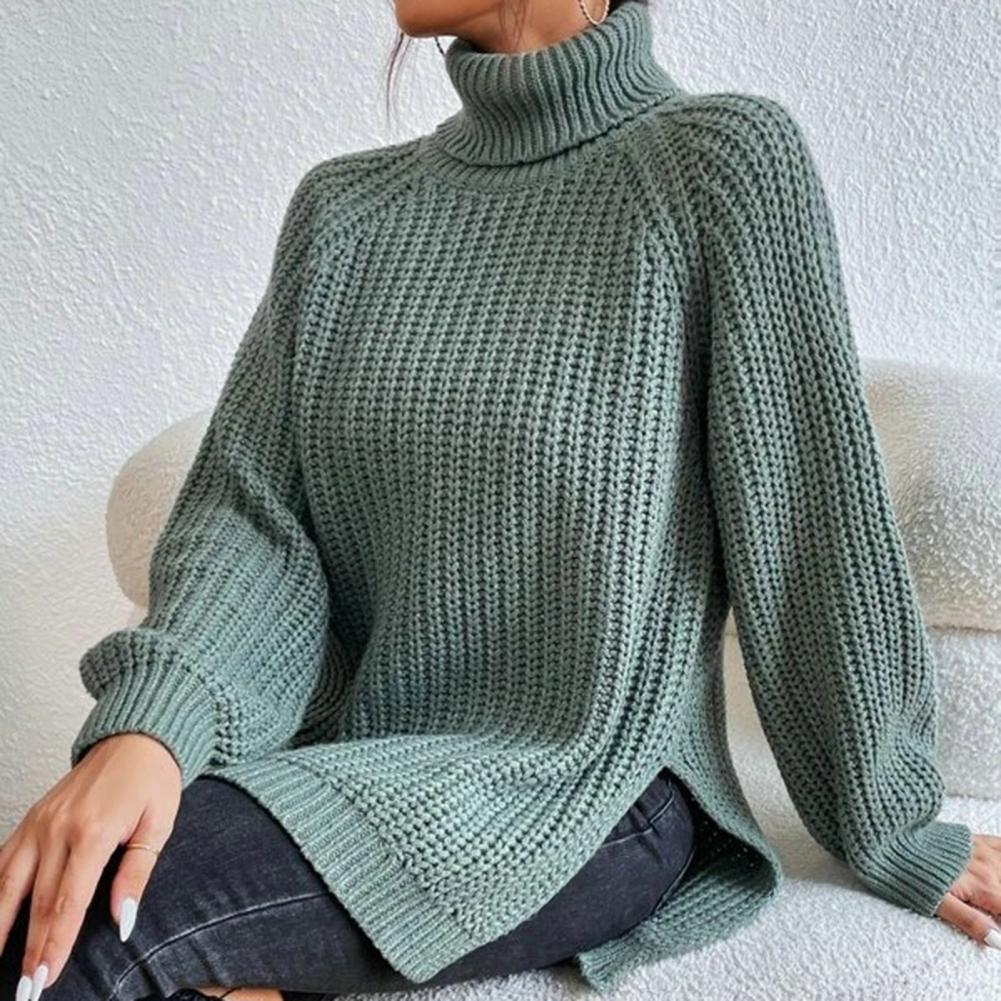 Stickad tröja | Loose Fit | Vinter | Turtleneck | Damkläder-Eva Jonsson