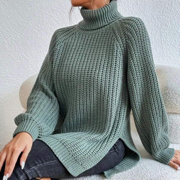 Stickad tröja | Loose Fit | Vinter | Turtleneck | Damkläder-Eva Jonsson