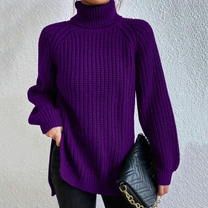 Stickad tröja | Loose Fit | Vinter | Turtleneck | Damkläder-Eva Jonsson