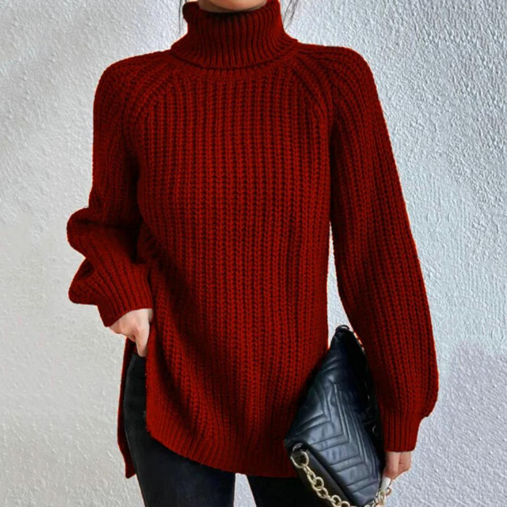 Stickad tröja | Loose Fit | Vinter | Turtleneck | Damkläder-Eva Jonsson