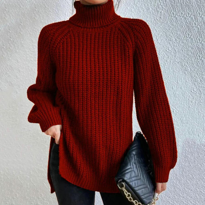 Stickad tröja | Loose Fit | Vinter | Turtleneck | Damkläder-Eva Jonsson