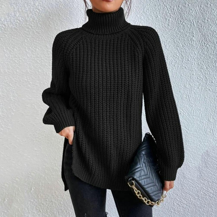Stickad tröja | Loose Fit | Vinter | Turtleneck | Damkläder-Eva Jonsson