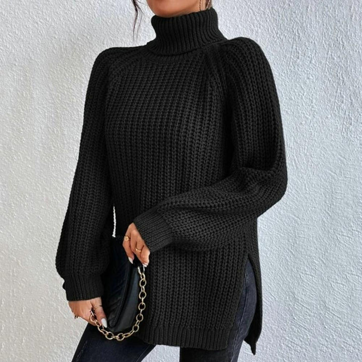 Stickad tröja | Loose Fit | Vinter | Turtleneck | Damkläder-Eva Jonsson