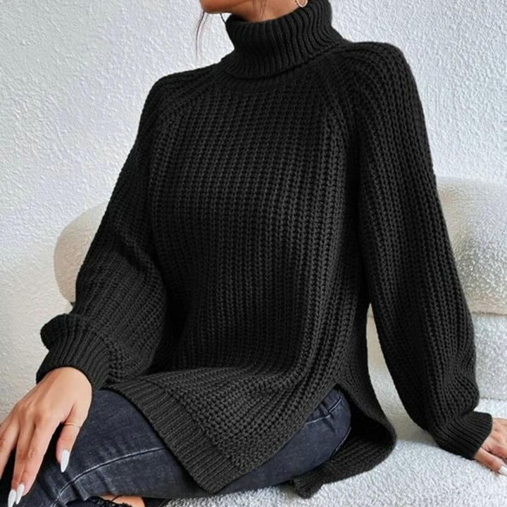 Stickad tröja | Loose Fit | Vinter | Turtleneck | Damkläder-Eva Jonsson