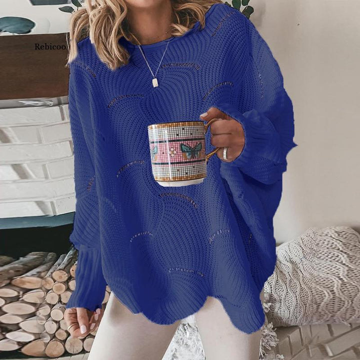 Stickad tröja | Lös Passform | Pullover | överdimensionerad tröja | Damkläder-Eva Jonsson
