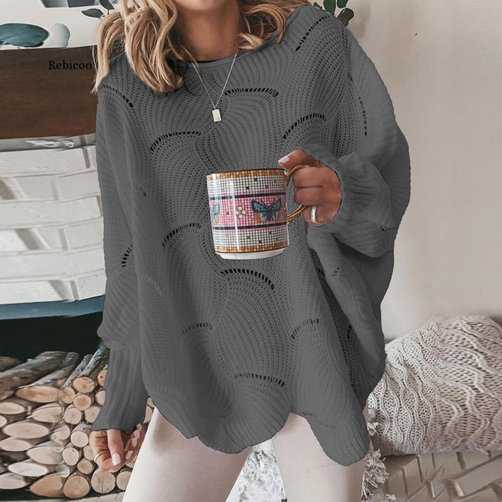 Stickad tröja | Lös Passform | Pullover | överdimensionerad tröja | Damkläder-Eva Jonsson