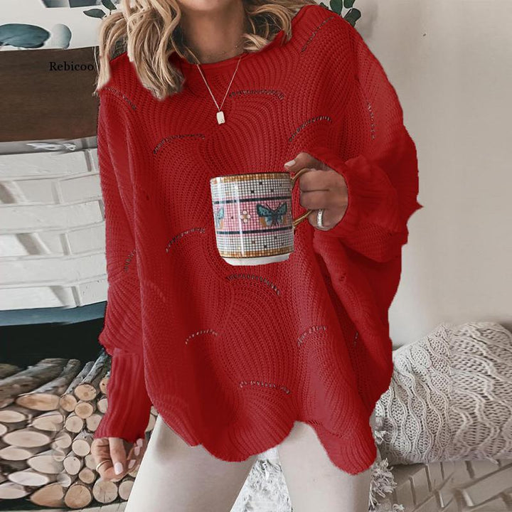 Stickad tröja | Lös Passform | Pullover | överdimensionerad tröja | Damkläder-Eva Jonsson