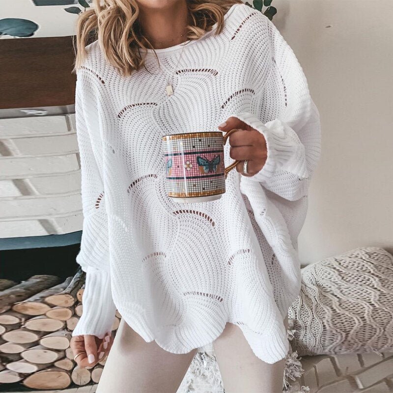 Stickad tröja | Lös Passform | Pullover | överdimensionerad tröja | Damkläder-Eva Jonsson