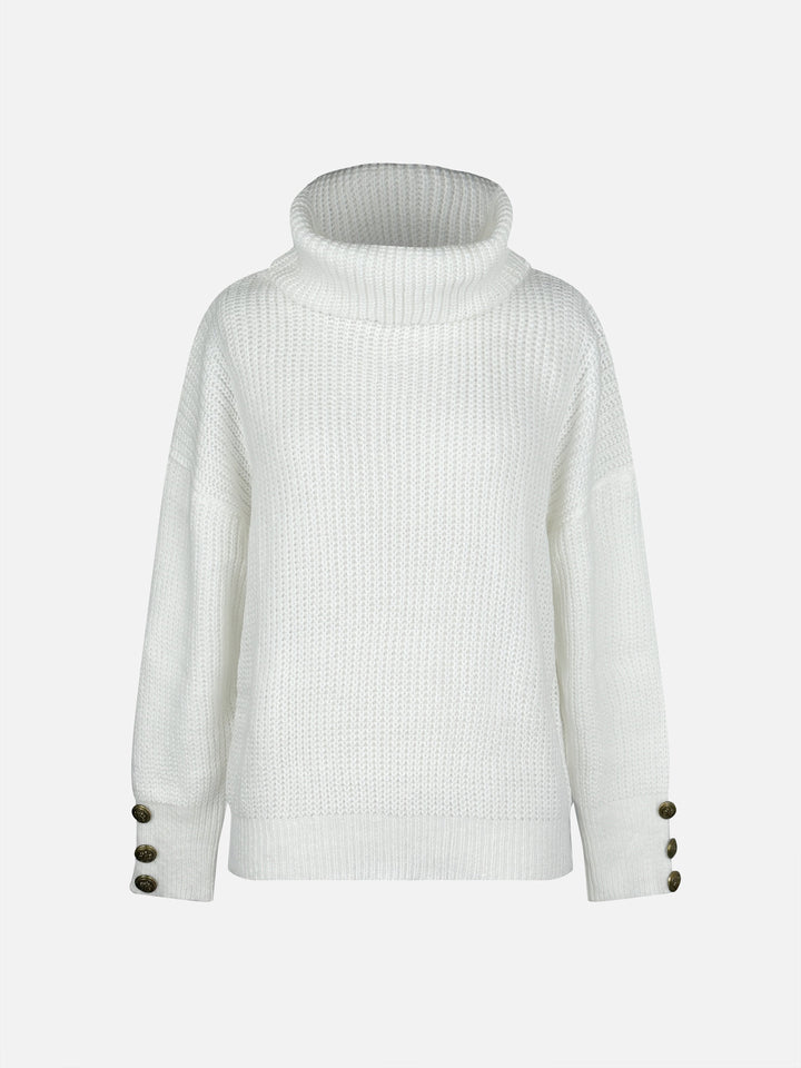 Stickad tröja | Lös passform | Varm | Turtleneck-tröja | Damstickat-Eva Jonsson