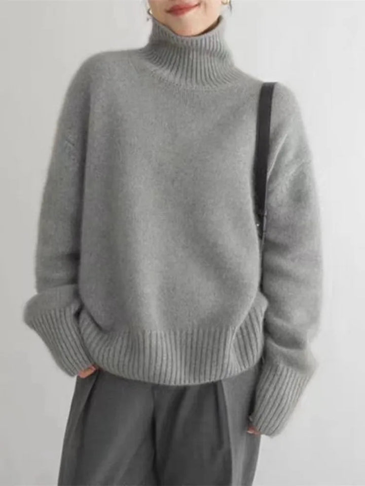 Stickad tröja | Oversized | Turtleneck | Roll Neck Jumper | Damstickat-Eva Jonsson