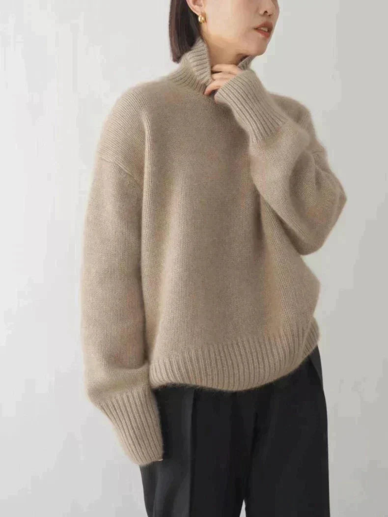 Stickad tröja | Oversized | Turtleneck | Roll Neck Jumper | Damstickat-Eva Jonsson