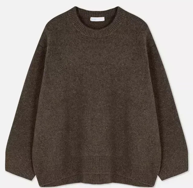 Stickad tröja | Rosa | Oversized | Pullovertröja | Jumper för damer-Eva Jonsson