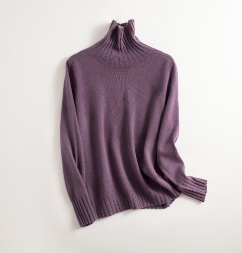 Stickad tröja | Varm | Sömlös | Turtlenek | Ulltröja-Eva Jonsson