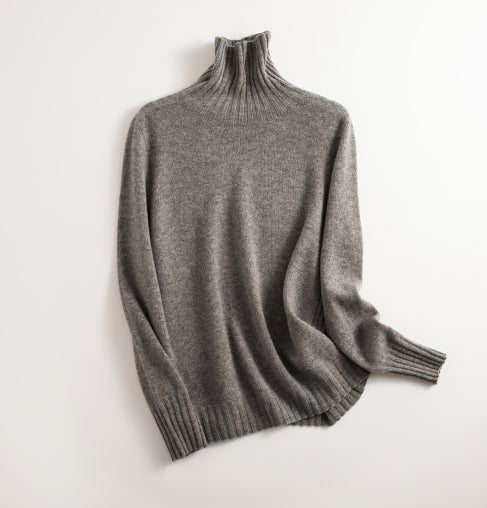 Stickad tröja | Varm | Sömlös | Turtlenek | Ulltröja-Eva Jonsson