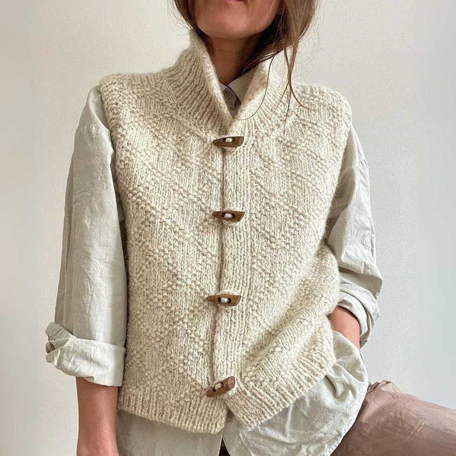 Stickad väst | ärmlös | vintage | kroppsvärmare | tröja väst kvinnor-Eva Jonsson