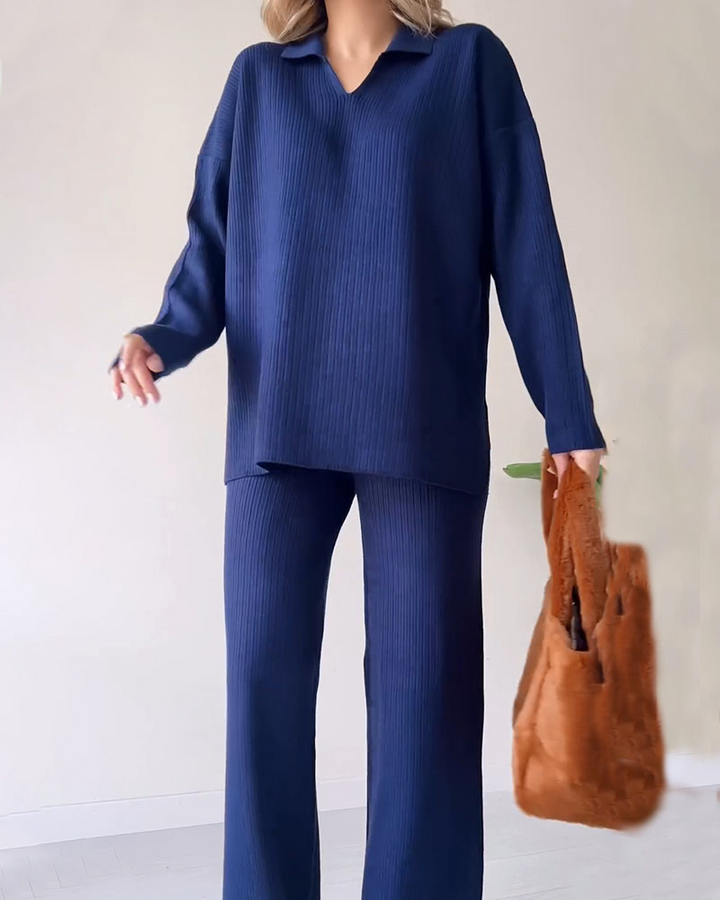 Stickat Co-Ord Set | Wide Leg | Oversized Sweater | Loungewear Set | Co-Ord Set Women-Eva Jonsson